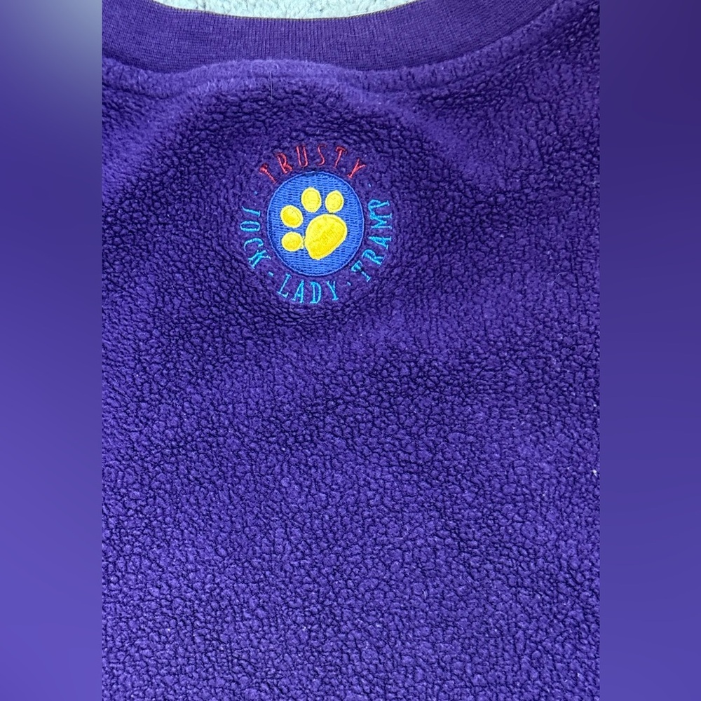 Vintage Disney Lady & The Tramp Fleece Embroidered Crewneck Sweatshirt 90s Jock - Picture 7 of 8